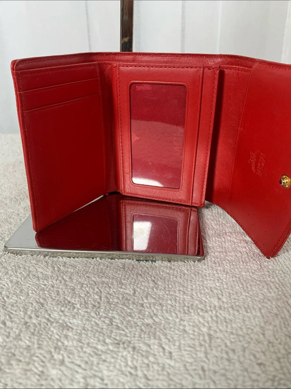 GUC MCM Nuovo Red Leather Satchel with Matching Wallet